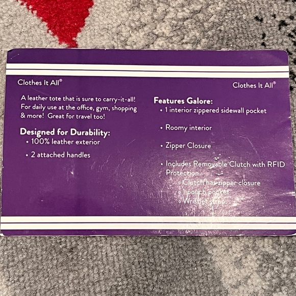 Joy Mangano Clothes It All White Textured Leather Top Handle zip Closure Purse - Picture 16 of 16